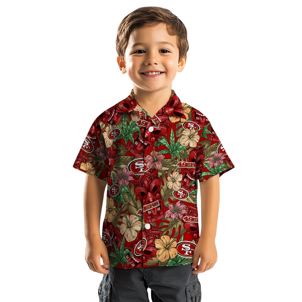 San Francisco 49ers Hawaiian Shirt - Hibiscus Tiki Jungle | Moonbestprint
