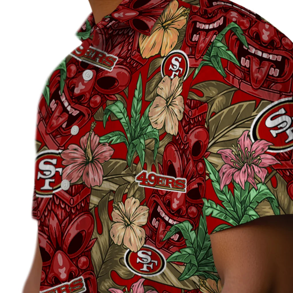 San Francisco 49ers Hawaiian Shirt - Hibiscus Tiki Jungle | Moonbestprint