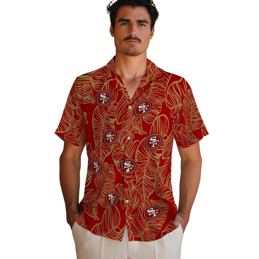 San Francisco 49ers Hawaiian Shirt - Leaf Outline | Moonbestprint