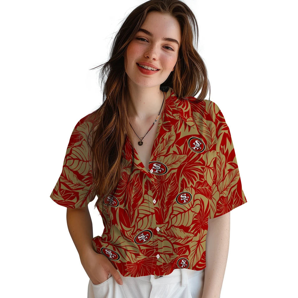 San Francisco 49ers Hawaiian Shirt - Monstera Layer | Moonbestprint