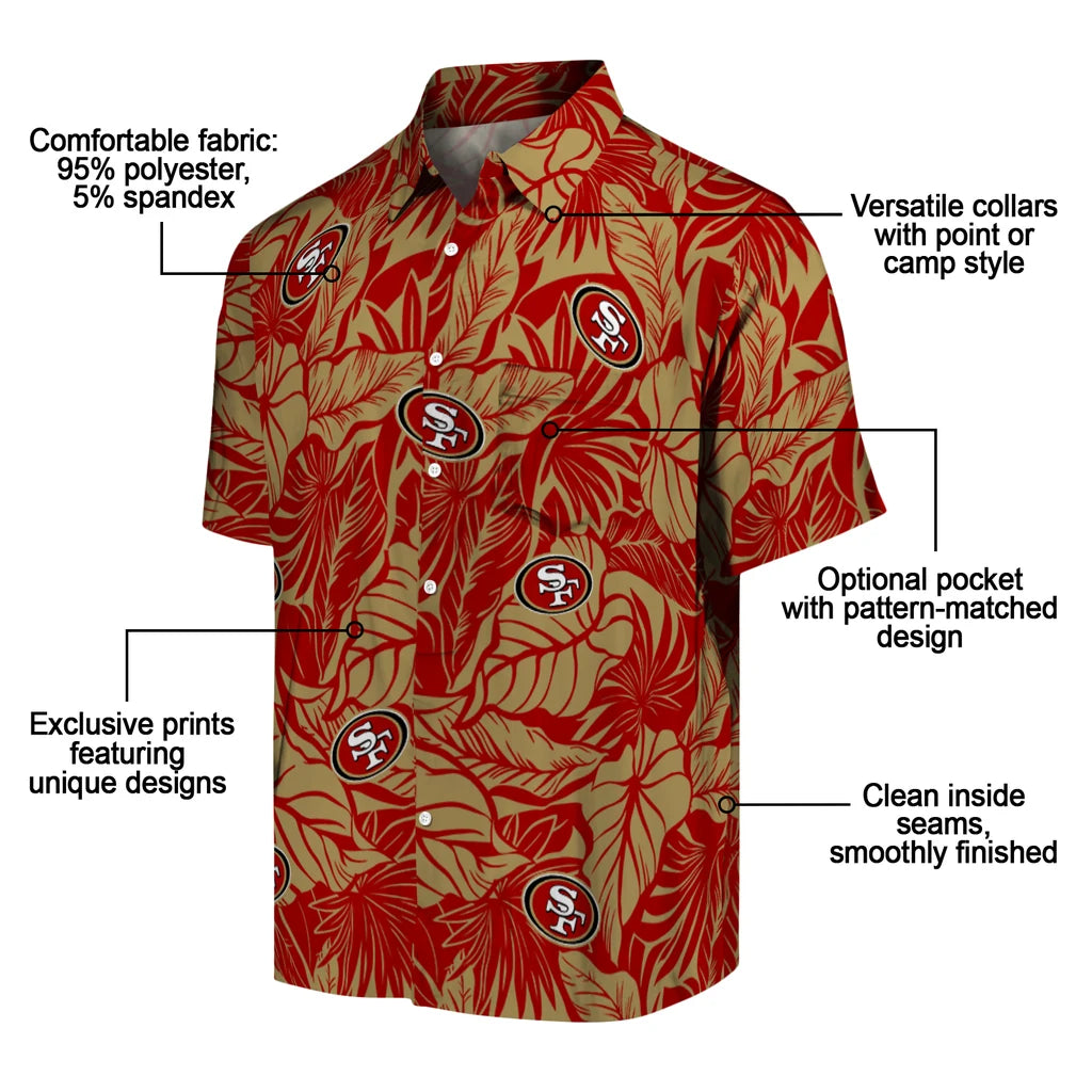 San Francisco 49ers Hawaiian Shirt - Monstera Layer | Moonbestprint