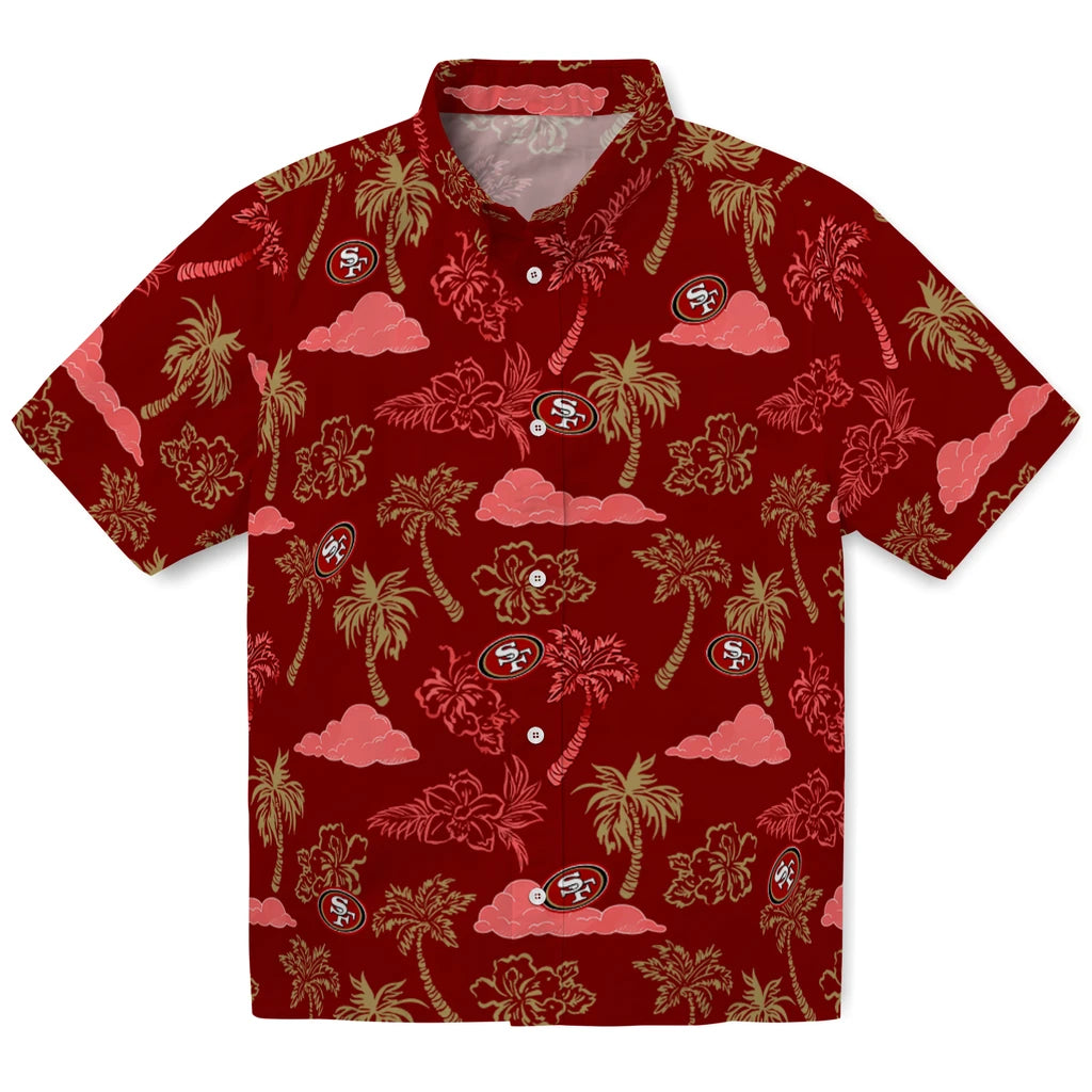 San Francisco 49ers Hawaiian Shirt - Palm And Clouds | Moonbestprint