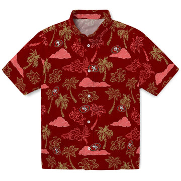 San Francisco 49ers Hawaiian Shirt - Palm And Clouds | Moonbestprint