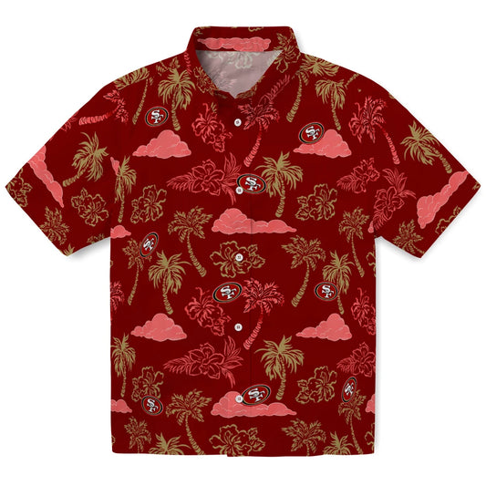 San Francisco 49ers Hawaiian Shirt - Palm And Clouds | Moonbestprint