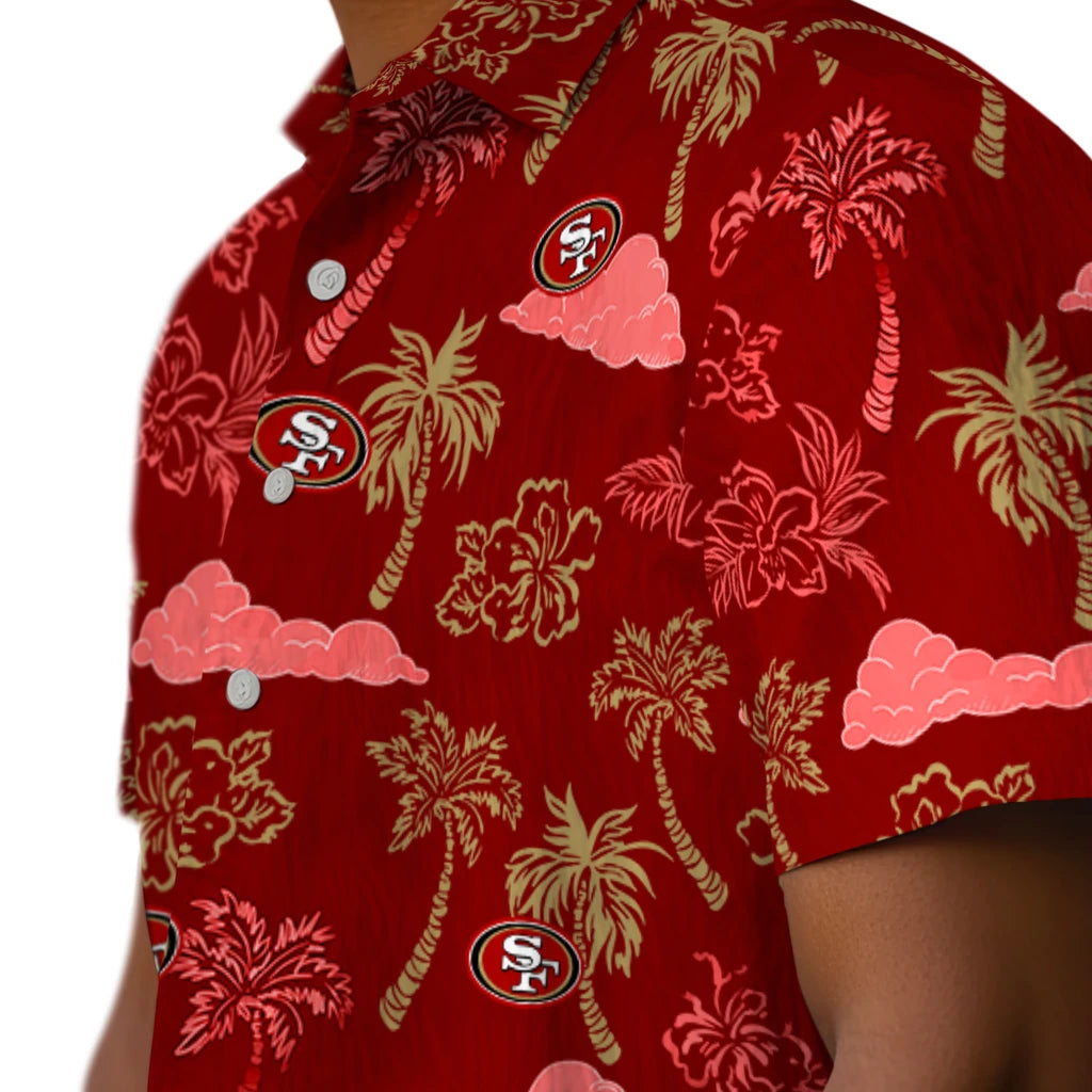 San Francisco 49ers Hawaiian Shirt - Palm And Clouds | Moonbestprint