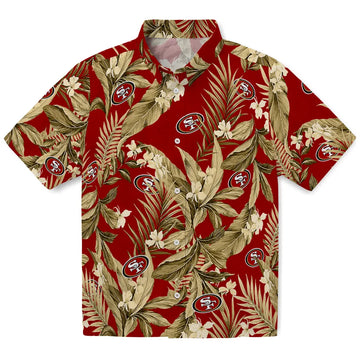 San Francisco 49ers Hawaiian Shirt - Palm Leaves | Moonbestprint