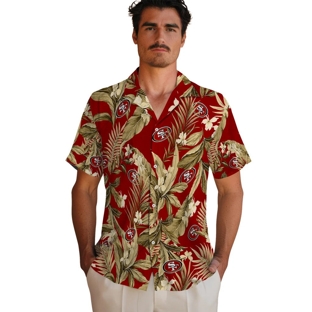 San Francisco 49ers Hawaiian Shirt - Palm Leaves | Moonbestprint
