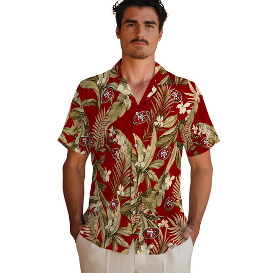 San Francisco 49ers Hawaiian Shirt - Palm Leaves | Moonbestprint