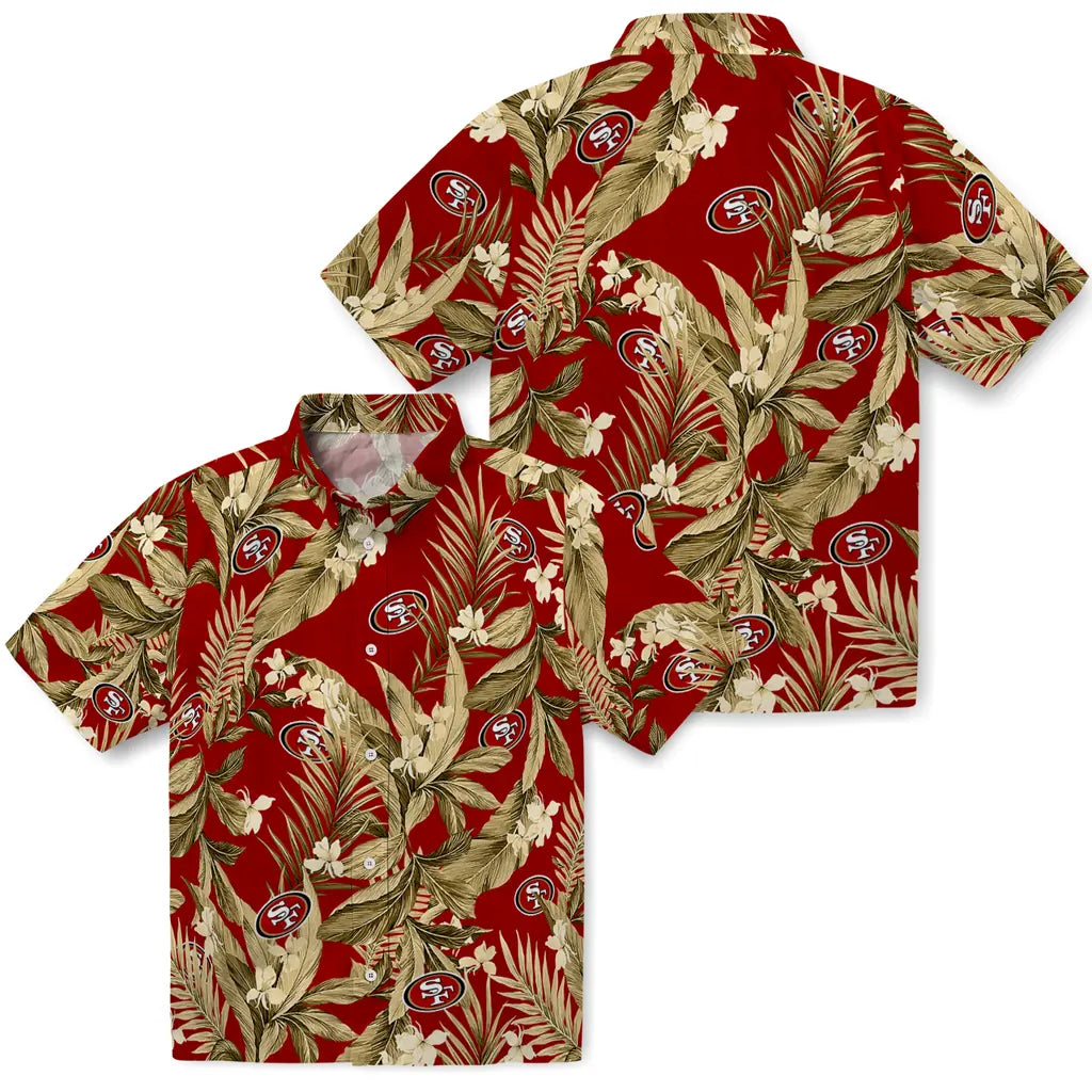 San Francisco 49ers Hawaiian Shirt - Palm Leaves | Moonbestprint
