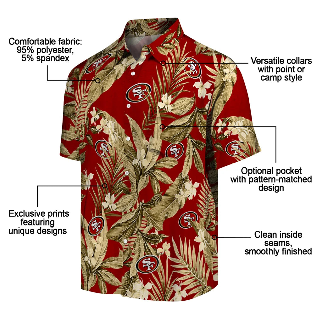 San Francisco 49ers Hawaiian Shirt - Palm Leaves | Moonbestprint