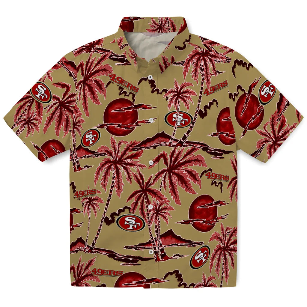 San Francisco 49ers Hawaiian Shirt - Palm Sunset | Moonbestprint