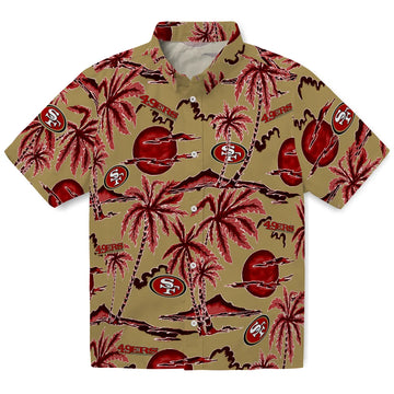 San Francisco 49ers Hawaiian Shirt - Palm Sunset | Moonbestprint