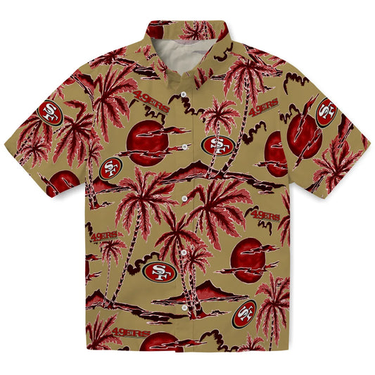 San Francisco 49ers Hawaiian Shirt - Palm Sunset | Moonbestprint