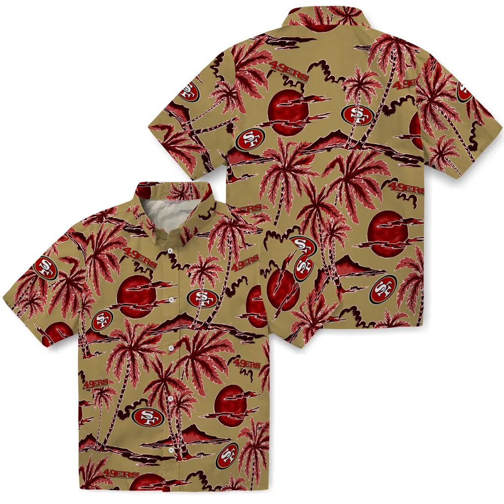 San Francisco 49ers Hawaiian Shirt - Palm Sunset | Moonbestprint