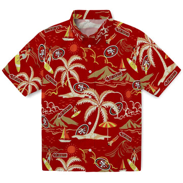 San Francisco 49ers Hawaiian Shirt - Palm Tree Island | Moonbestprint