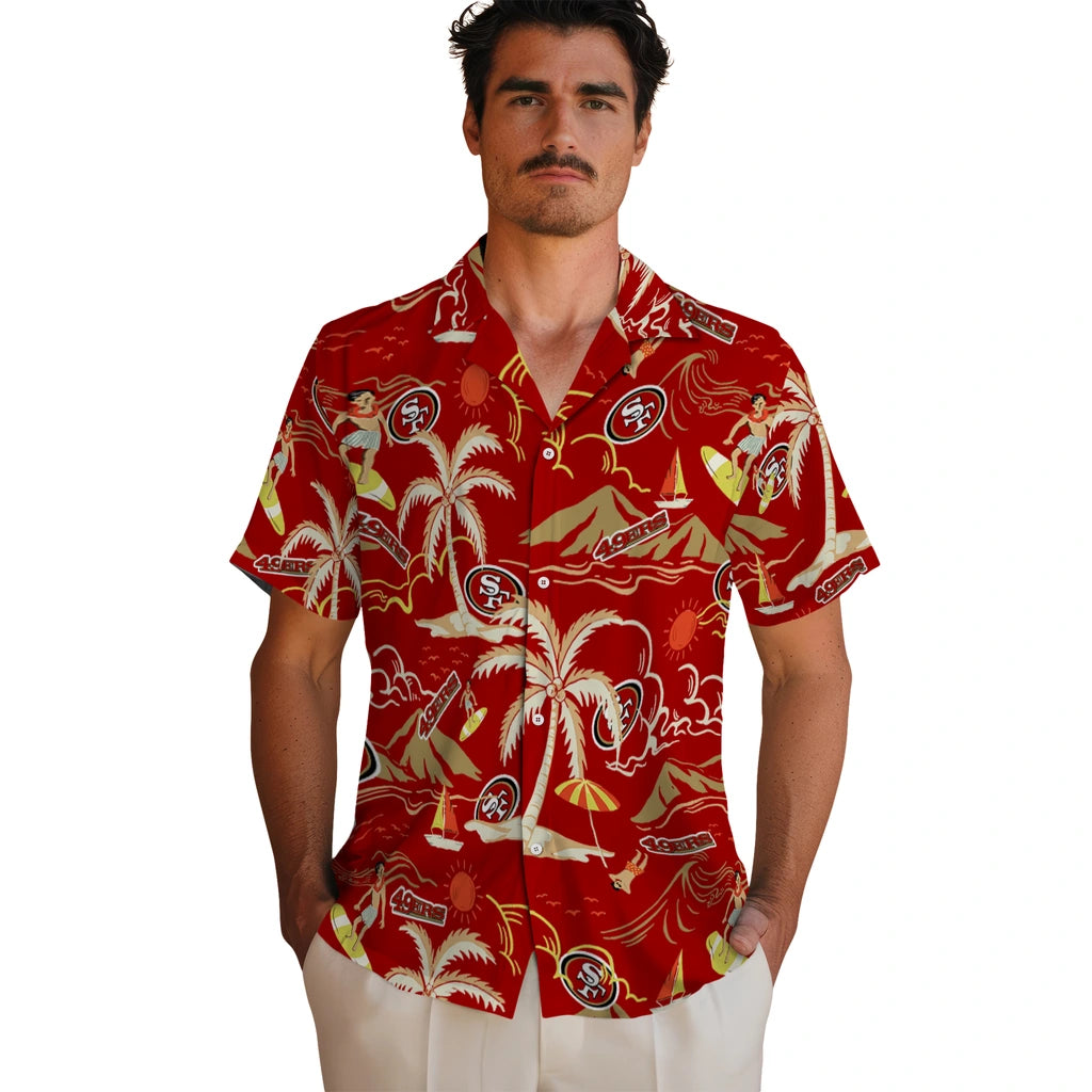San Francisco 49ers Hawaiian Shirt - Palm Tree Island | Moonbestprint