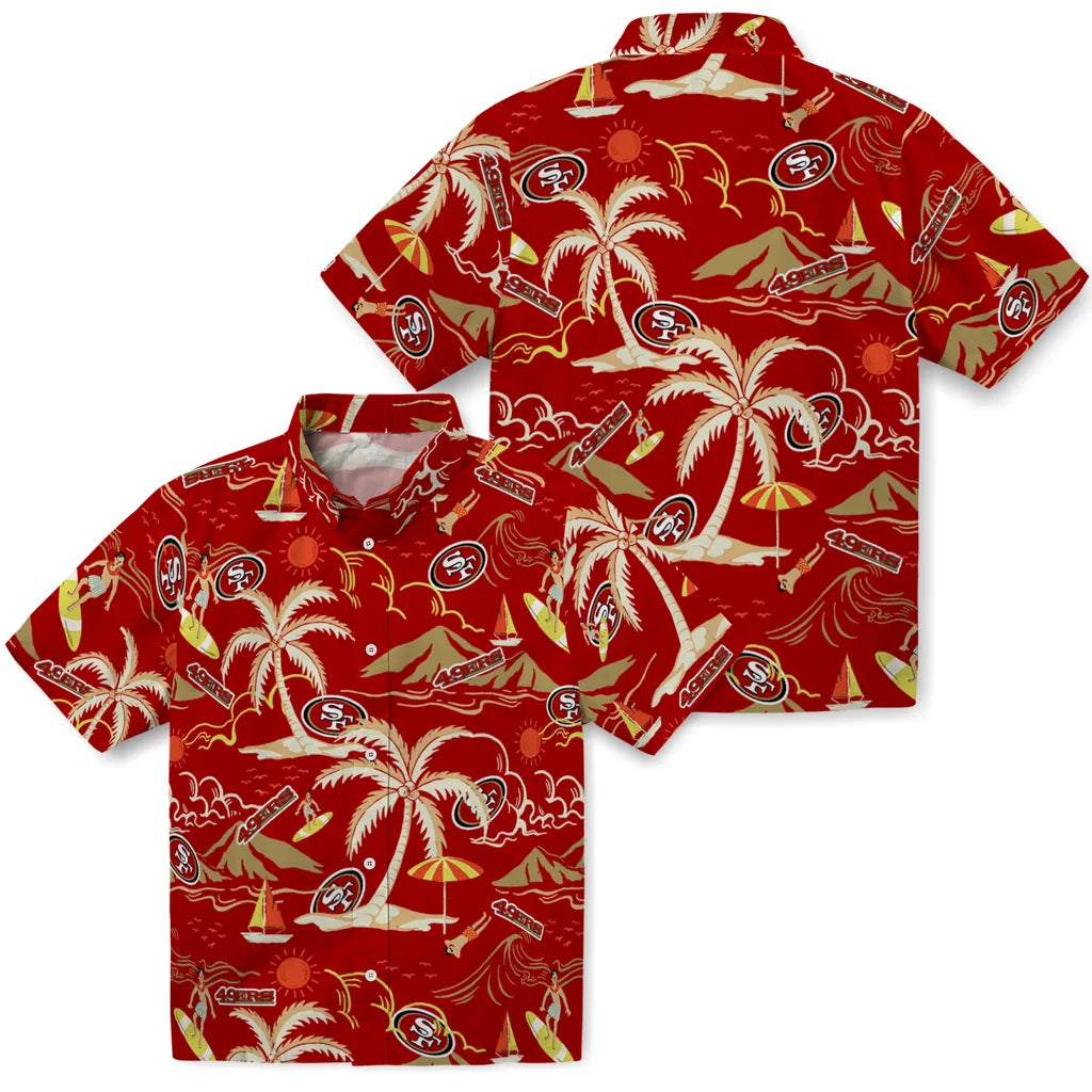 San Francisco 49ers Hawaiian Shirt - Palm Tree Island | Moonbestprint