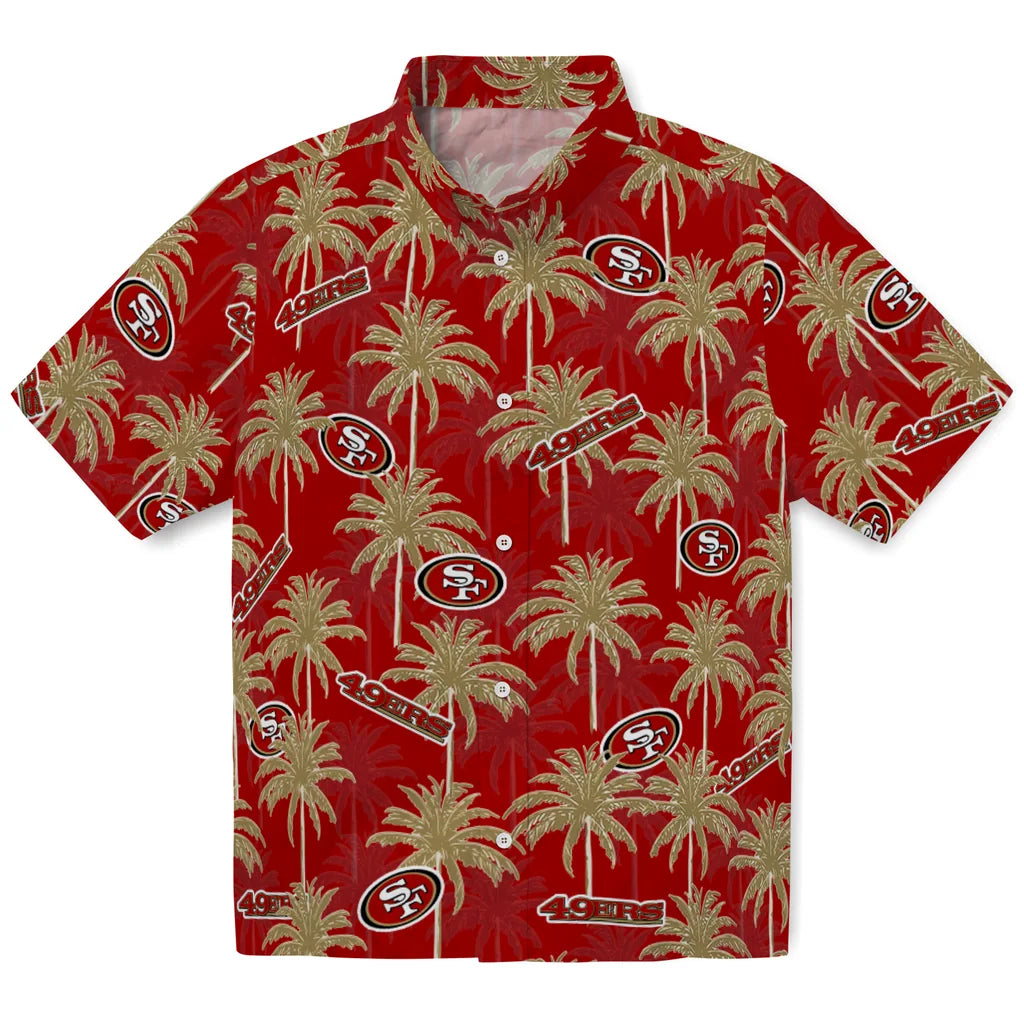 San Francisco 49ers Hawaiian Shirt - Palm Tree Motif | Moonbestprint