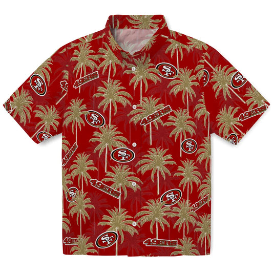 San Francisco 49ers Hawaiian Shirt - Palm Tree Motif | Moonbestprint