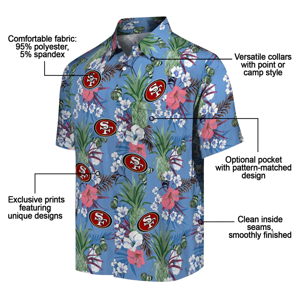 San Francisco 49ers Hawaiian Shirt - Pineapple Bouquet | Moonbestprint