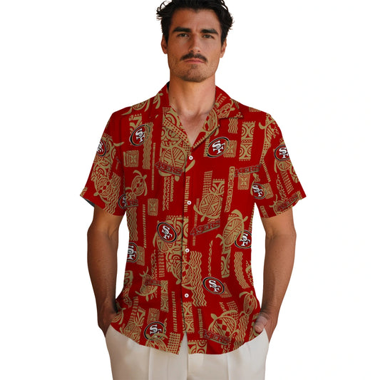 San Francisco 49ers Hawaiian Shirt - Turtle Lines | Moonbestprint