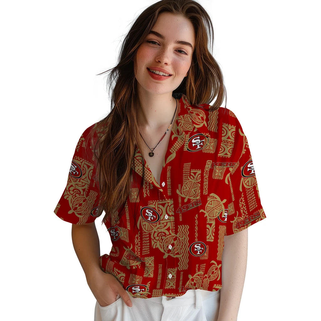 San Francisco 49ers Hawaiian Shirt - Turtle Lines | Moonbestprint
