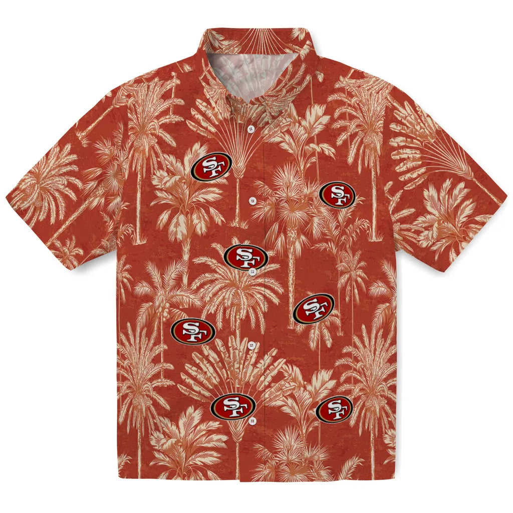 San Francisco 49ers Hawaiian Shirt - Vintage Palm Tree | Moonbestprint