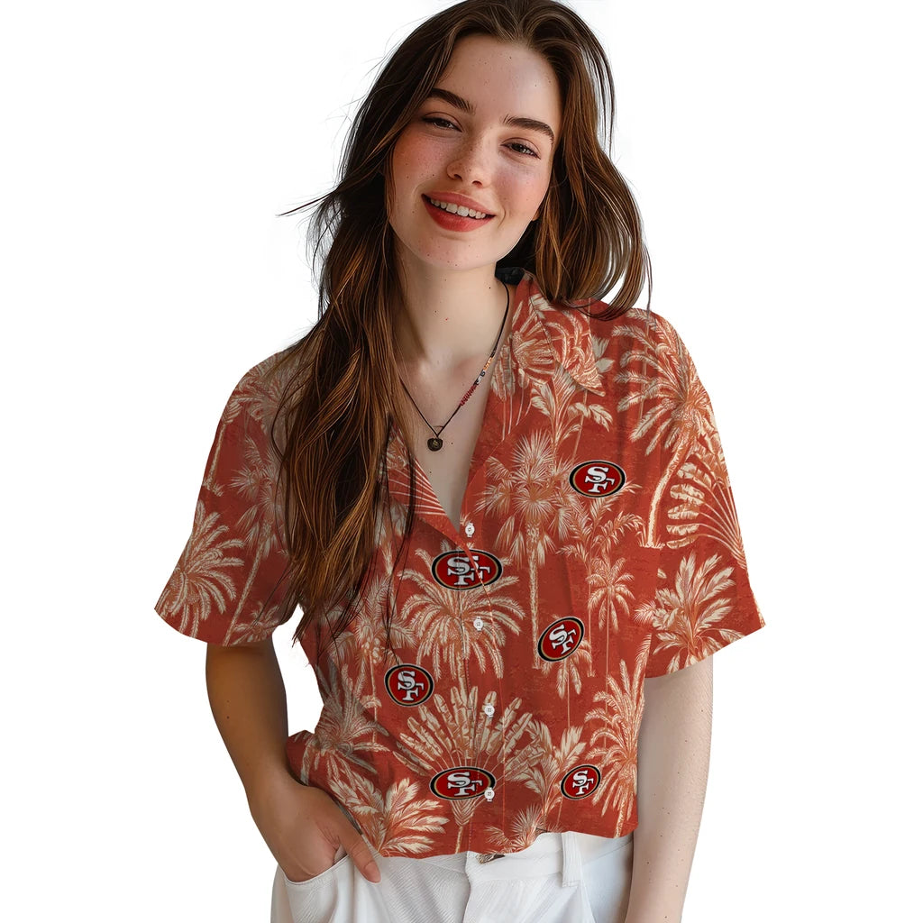 San Francisco 49ers Hawaiian Shirt - Vintage Palm Tree | Moonbestprint