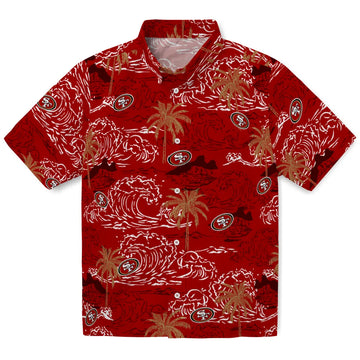 San Francisco 49ers Hawaiian Shirt - Wave Palm | Moonbestprint