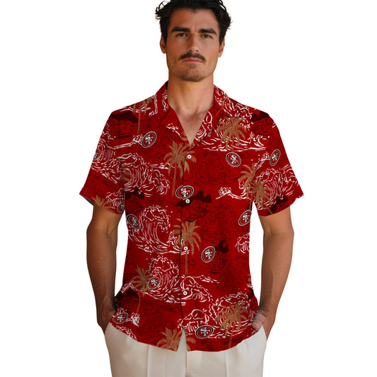 San Francisco 49ers Hawaiian Shirt - Wave Palm | Moonbestprint