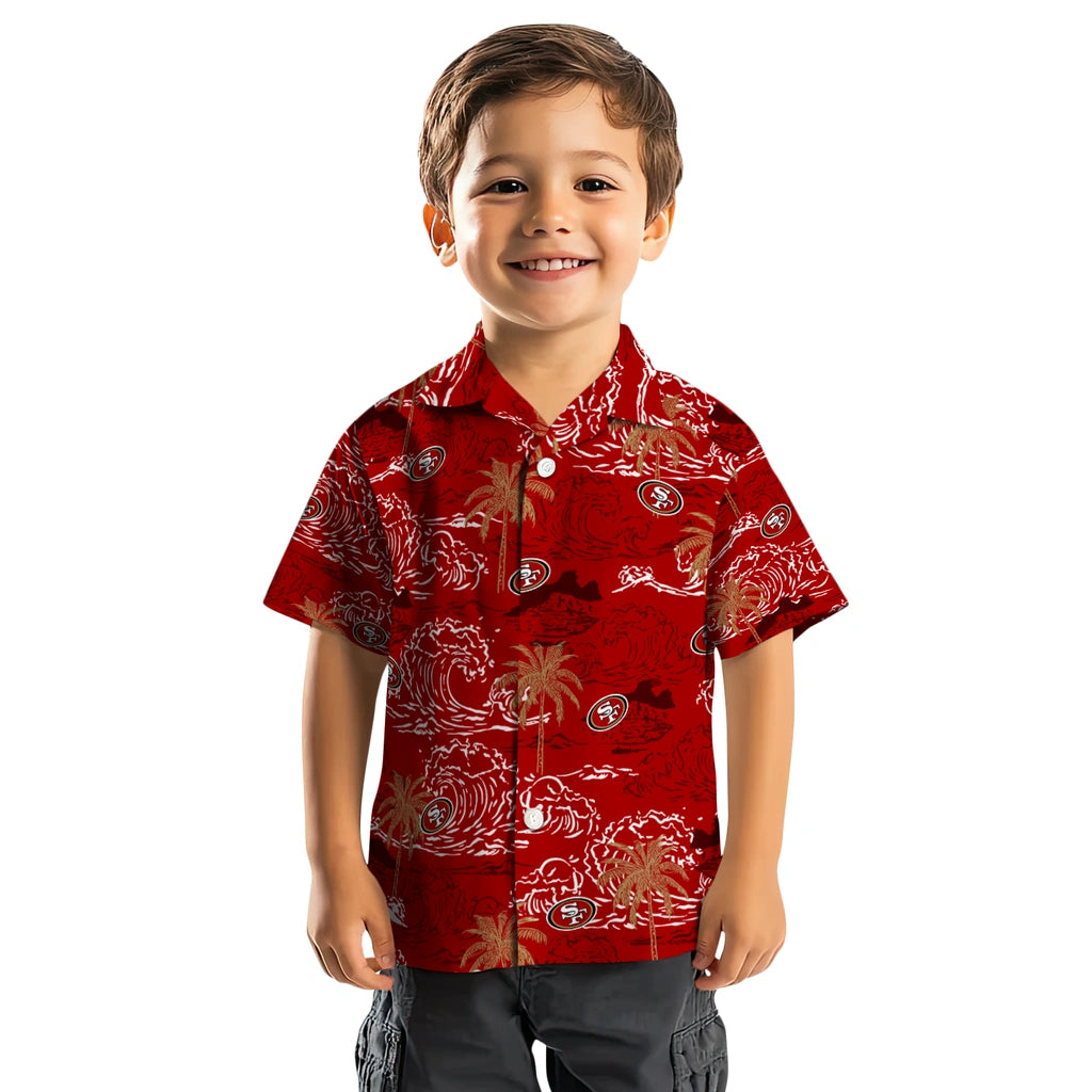 San Francisco 49ers Hawaiian Shirt - Wave Palm | Moonbestprint