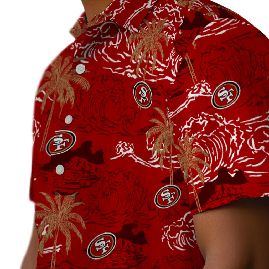 San Francisco 49ers Hawaiian Shirt - Wave Palm | Moonbestprint