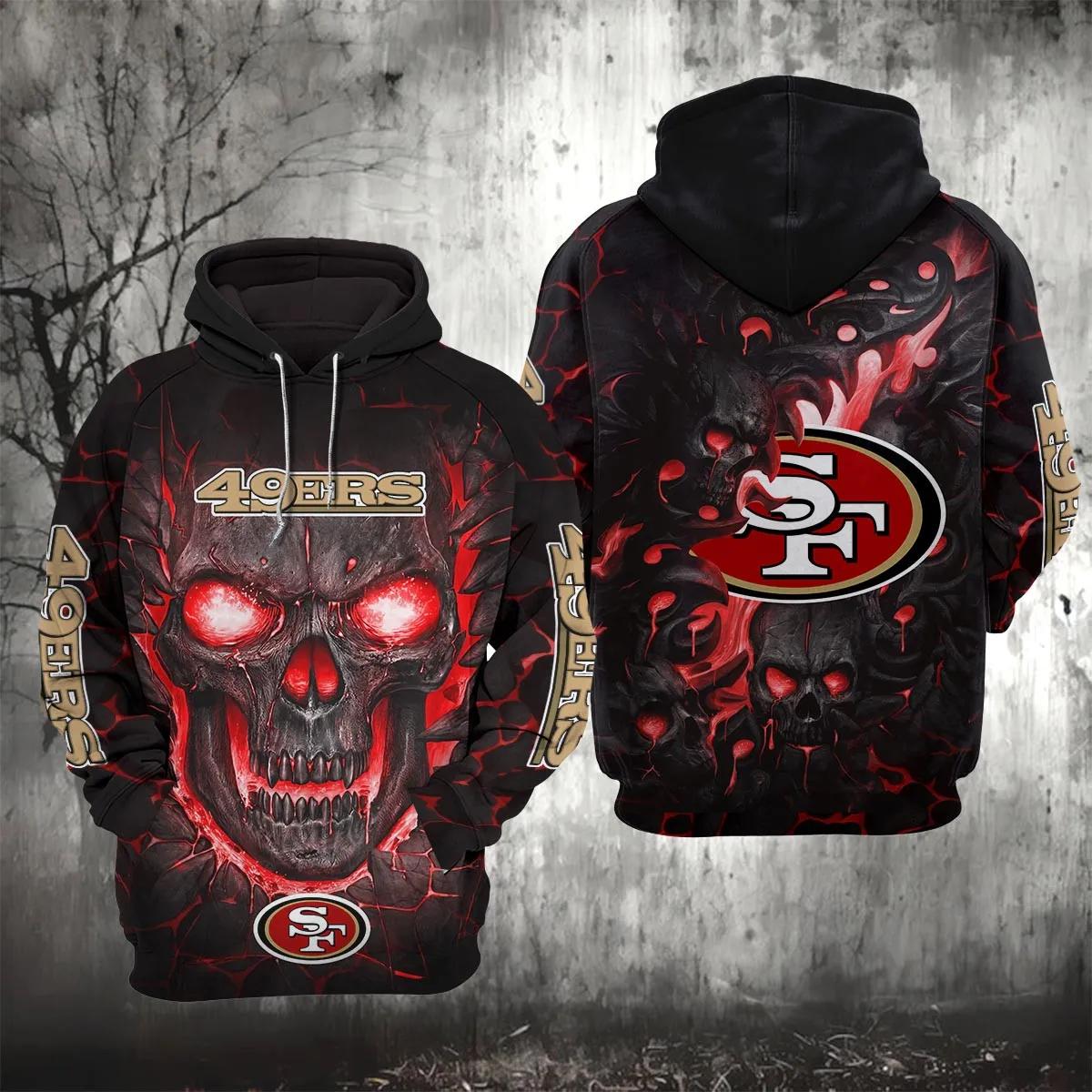 San Francisco 49ers Lava Skull NFL 3D All Over Print Hoodie -Moonbestprint