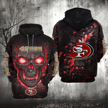 San Francisco 49ers Lava Skull NFL 3D All Over Print Hoodie -Moonbestprint