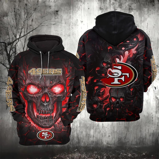 San Francisco 49ers Lava Skull NFL 3D All Over Print Hoodie -Moonbestprint