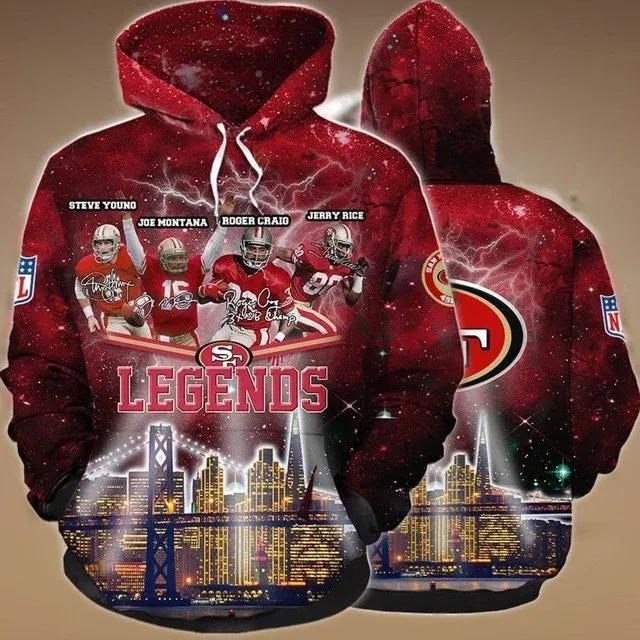 San Francisco 49ers Legends NFL 3D All Over Print Hoodie -Moonbestprint