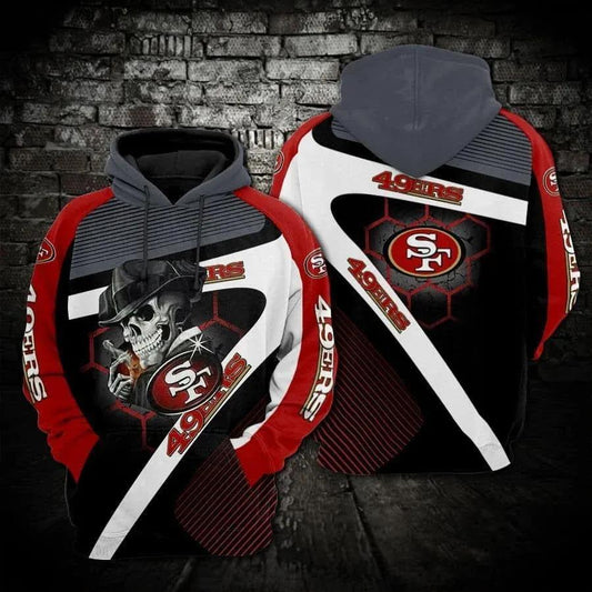 San Francisco 49ers Skeleton NFL3D All Over Print Hoodie -Moonbestprint