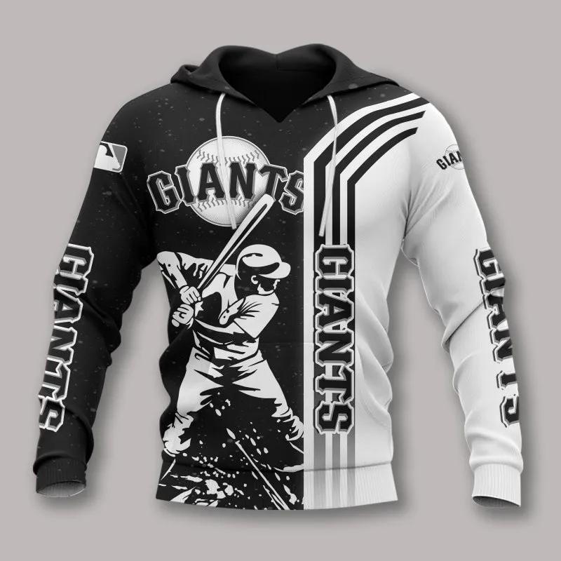 San Francisco Giants Black And White MLB All Over Print Hoodie -Moonbestprint