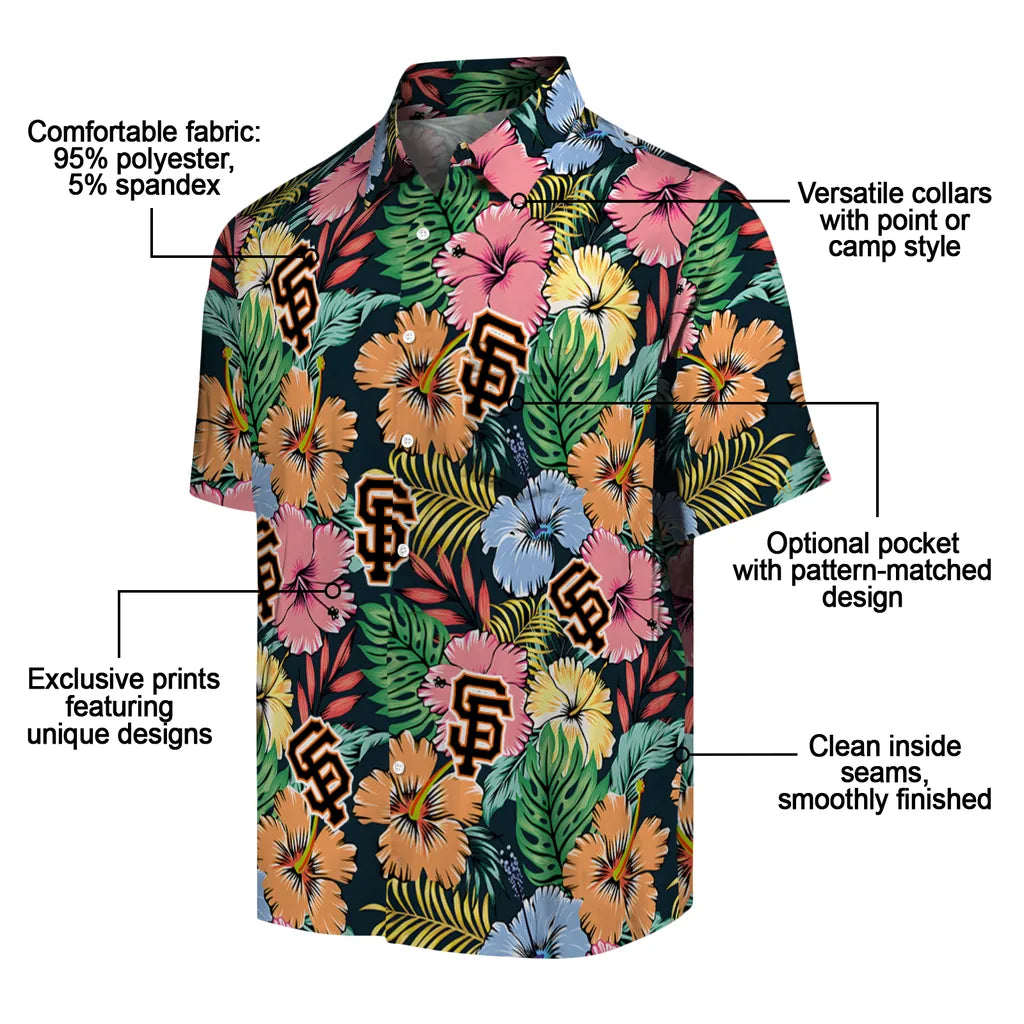San Francisco Giants Hawaiian Shirt - Brilliant Hibiscus Garden | Moonbestprint