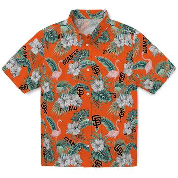San Francisco Giants Hawaiian Shirt - Flamingo and Hibiscus | Moonbestprint