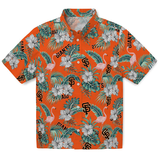 San Francisco Giants Hawaiian Shirt - Flamingo and Hibiscus | Moonbestprint