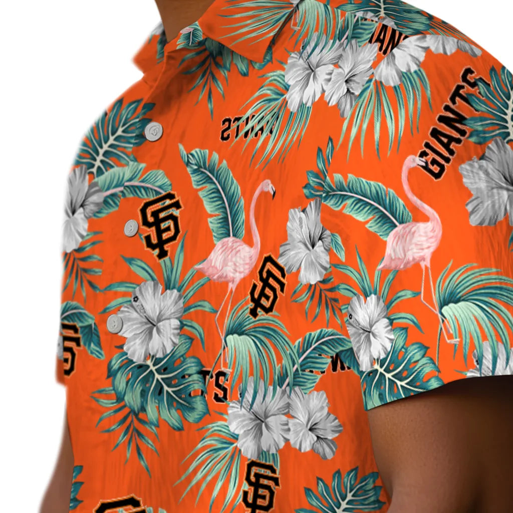 San Francisco Giants Hawaiian Shirt - Flamingo and Hibiscus | Moonbestprint
