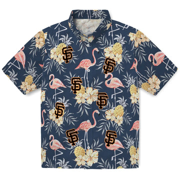 San Francisco Giants Hawaiian Shirt - Flamingo Hibiscus | Moonbestprint