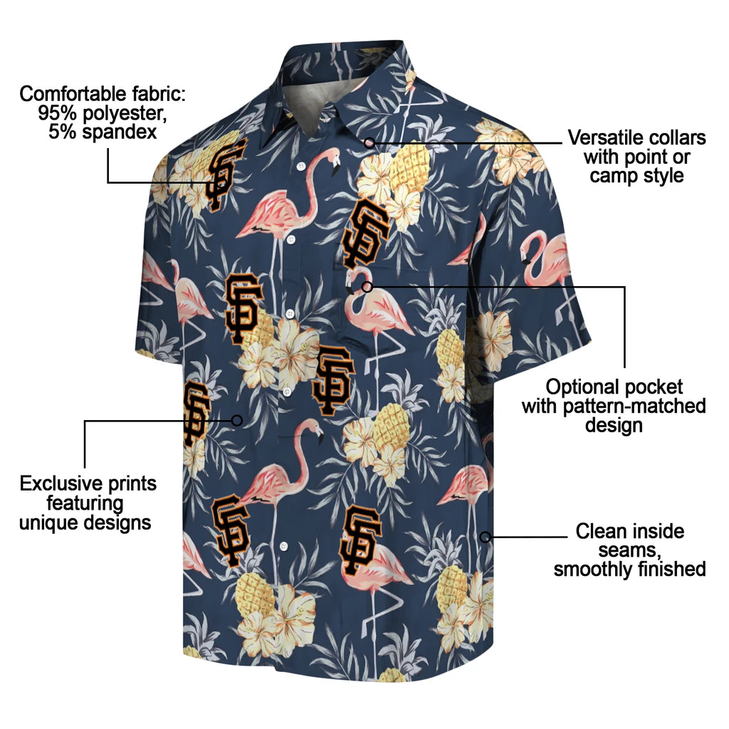 San Francisco Giants Hawaiian Shirt - Flamingo Hibiscus | Moonbestprint