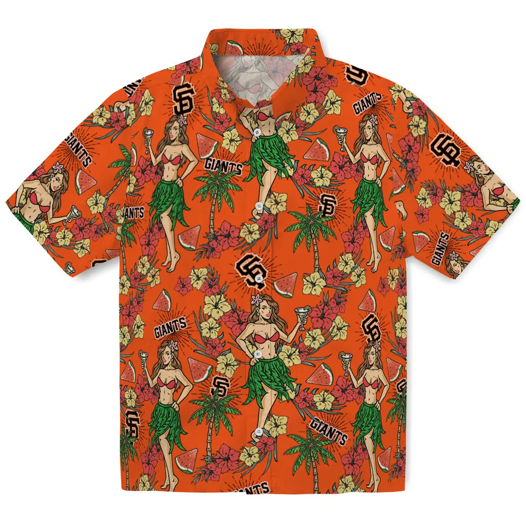 San Francisco Giants Hawaiian Shirt - Hawaiian Girls Design | Moonbestprint
