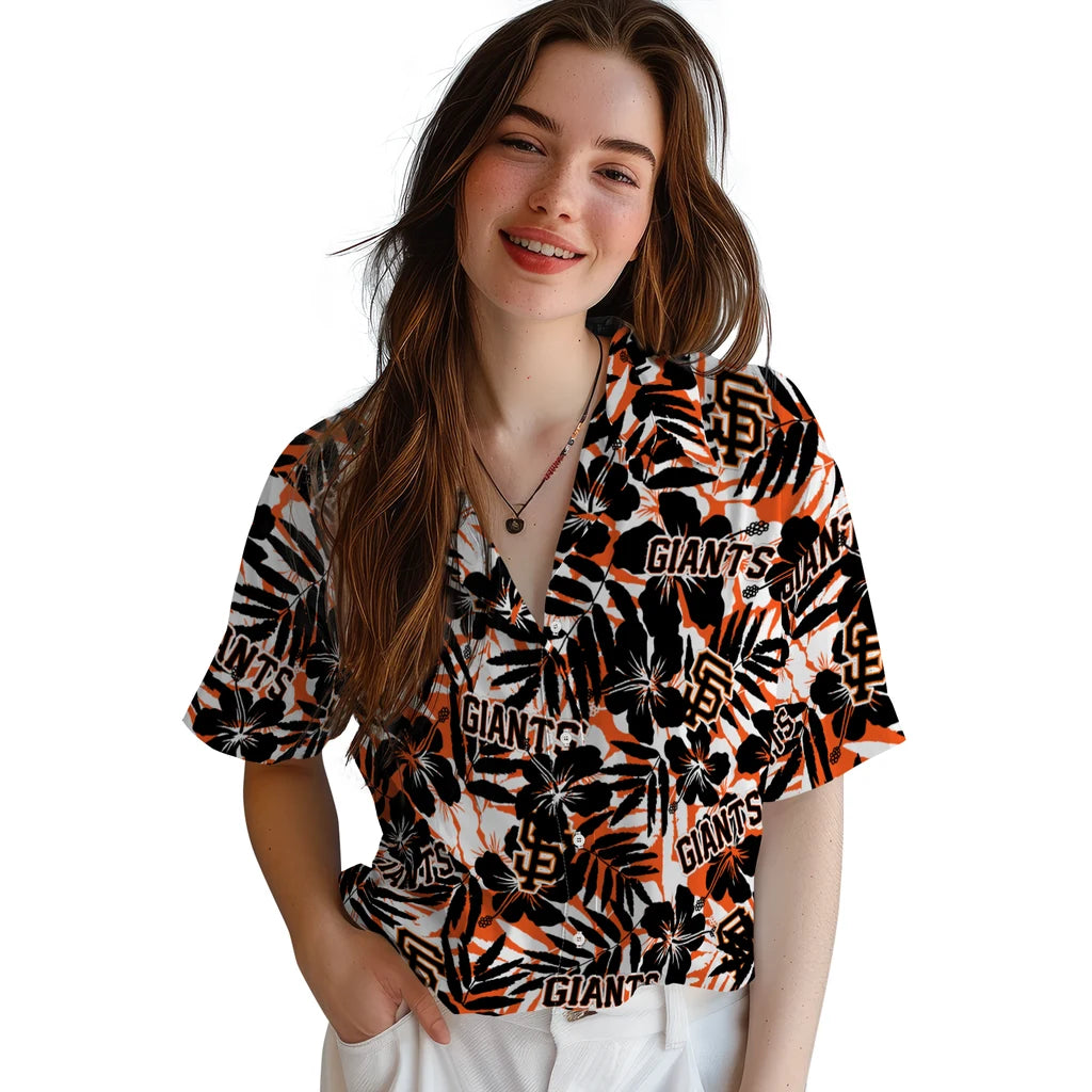 San Francisco Giants Hawaiian Shirt - Hibiscus Overlay | Moonbestprint