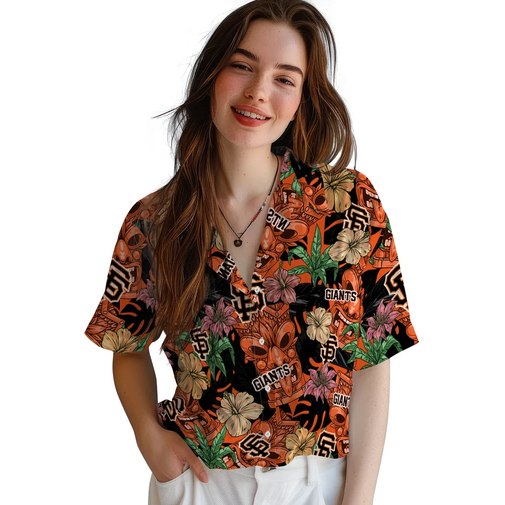 San Francisco Giants Hawaiian Shirt - Hibiscus Tiki Jungle | Moonbestprint