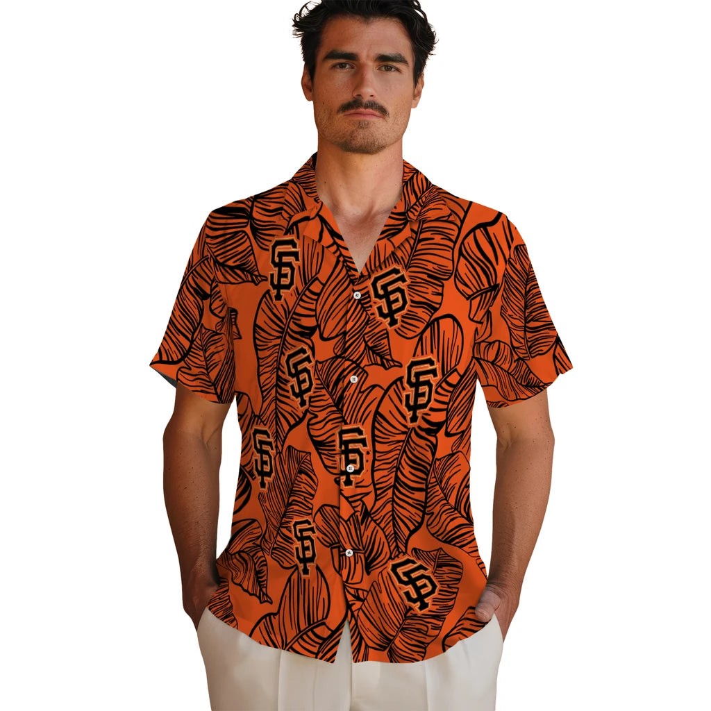 San Francisco Giants Hawaiian Shirt - Leaf Outline | Moonbestprint