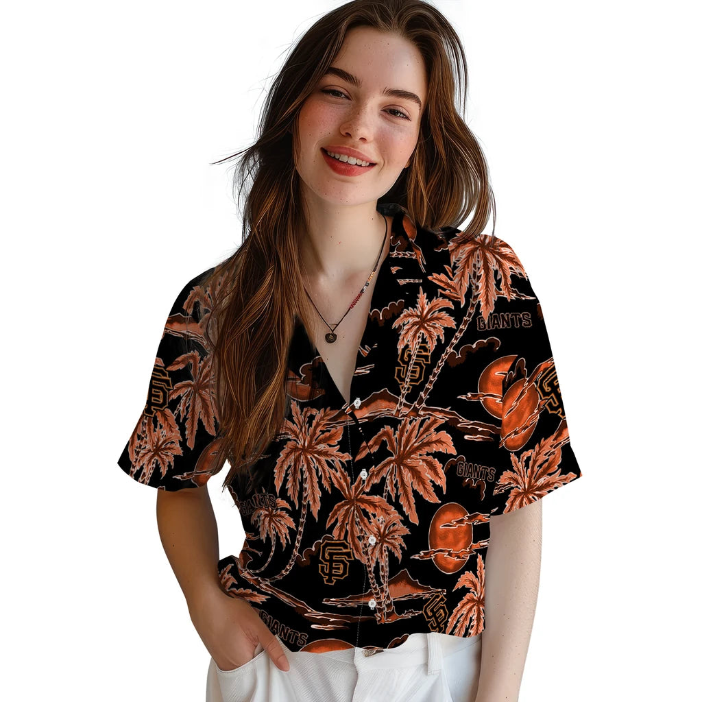 San Francisco Giants Hawaiian Shirt - Palm Sunset | Moonbestprint
