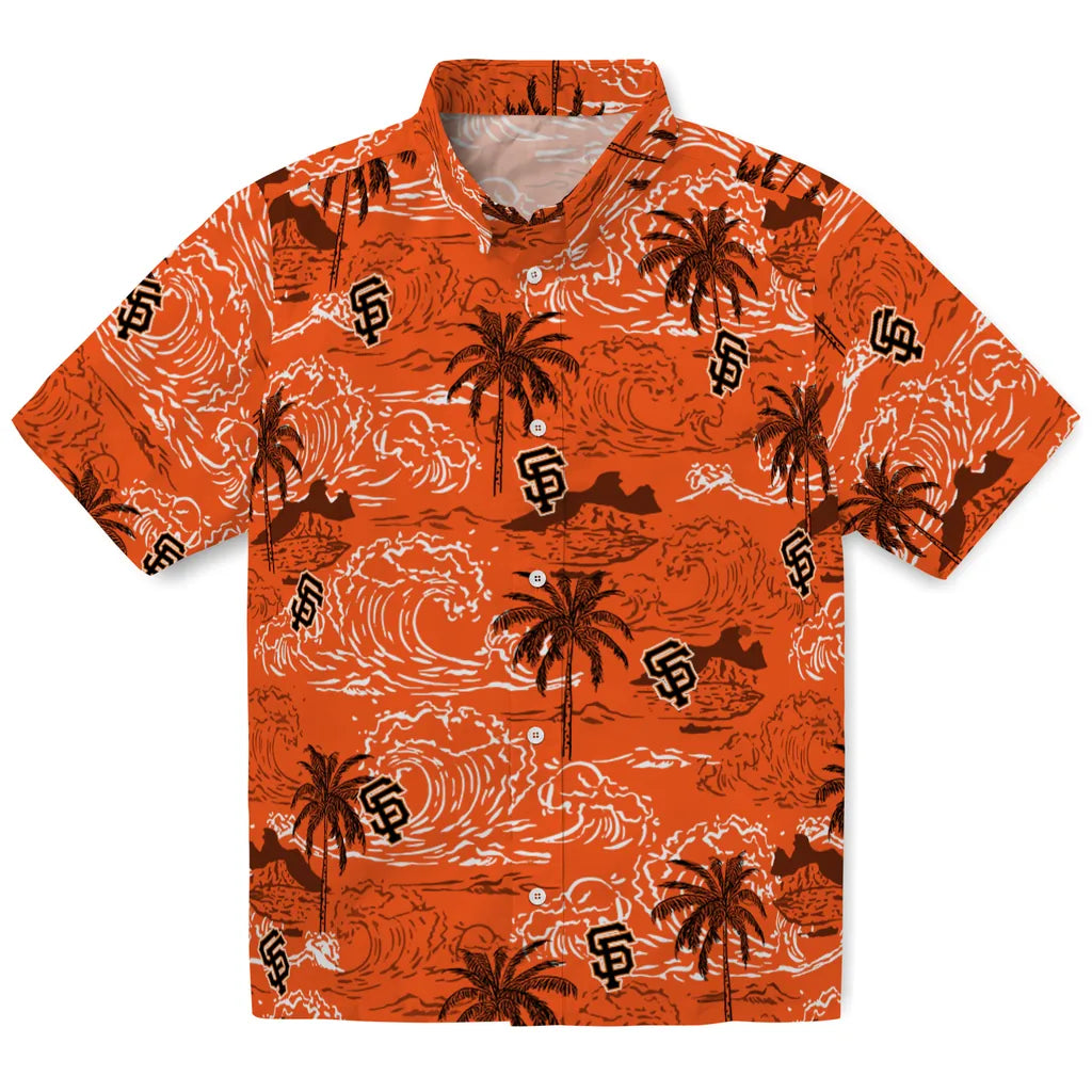 San Francisco Giants Hawaiian Shirt - Wave Palm | Moonbestprint
